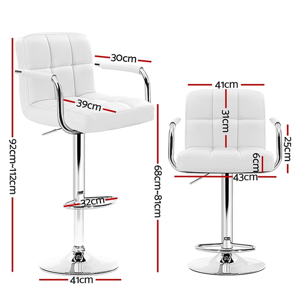 Artiss Set of 4 Bar Stools in white faux leather with chrome steel base, featuring gas lift swivel and ergonomic design.